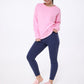 MEL Pullover uni Stiching "lächeln hilft", pink