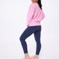 MEL Pullover uni Stiching "lächeln hilft", pink