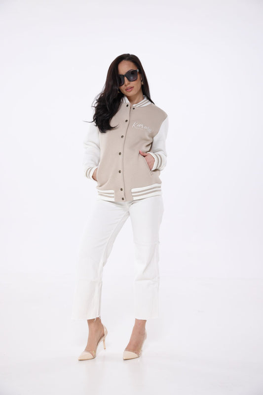KILA kuschelige Sweat Collagejacke "Karma regelt das" Stitching