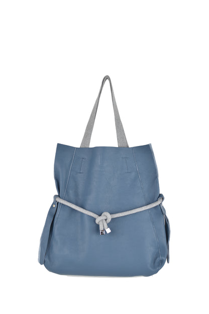 BOHO Shopper aus hochwertigem Nappaleder mit Innentasche, blue