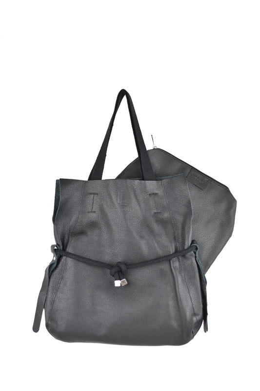 BOHO Shopper aus hochwertigem Nappaleder mit Innentasche, black