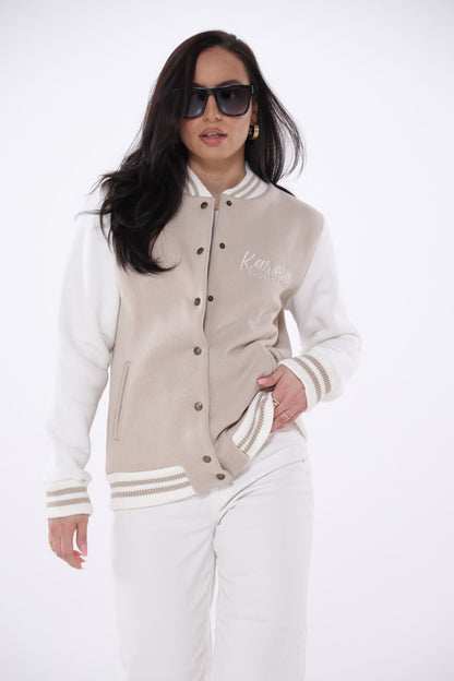 KILA kuschelige Sweat Collagejacke "Karma regelt das" Stitching