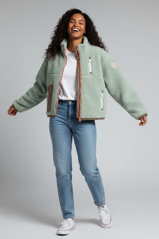SIA Teddyjacke light olive/ taupe