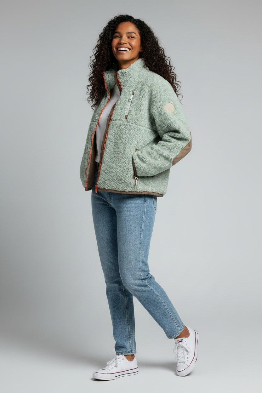 SIA Teddyjacke light olive/ taupe