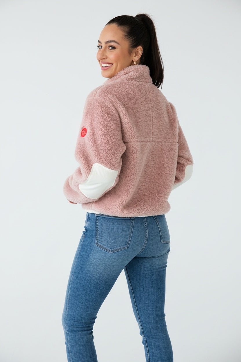 SIVANA flauschige Felljacke (vegan) rose