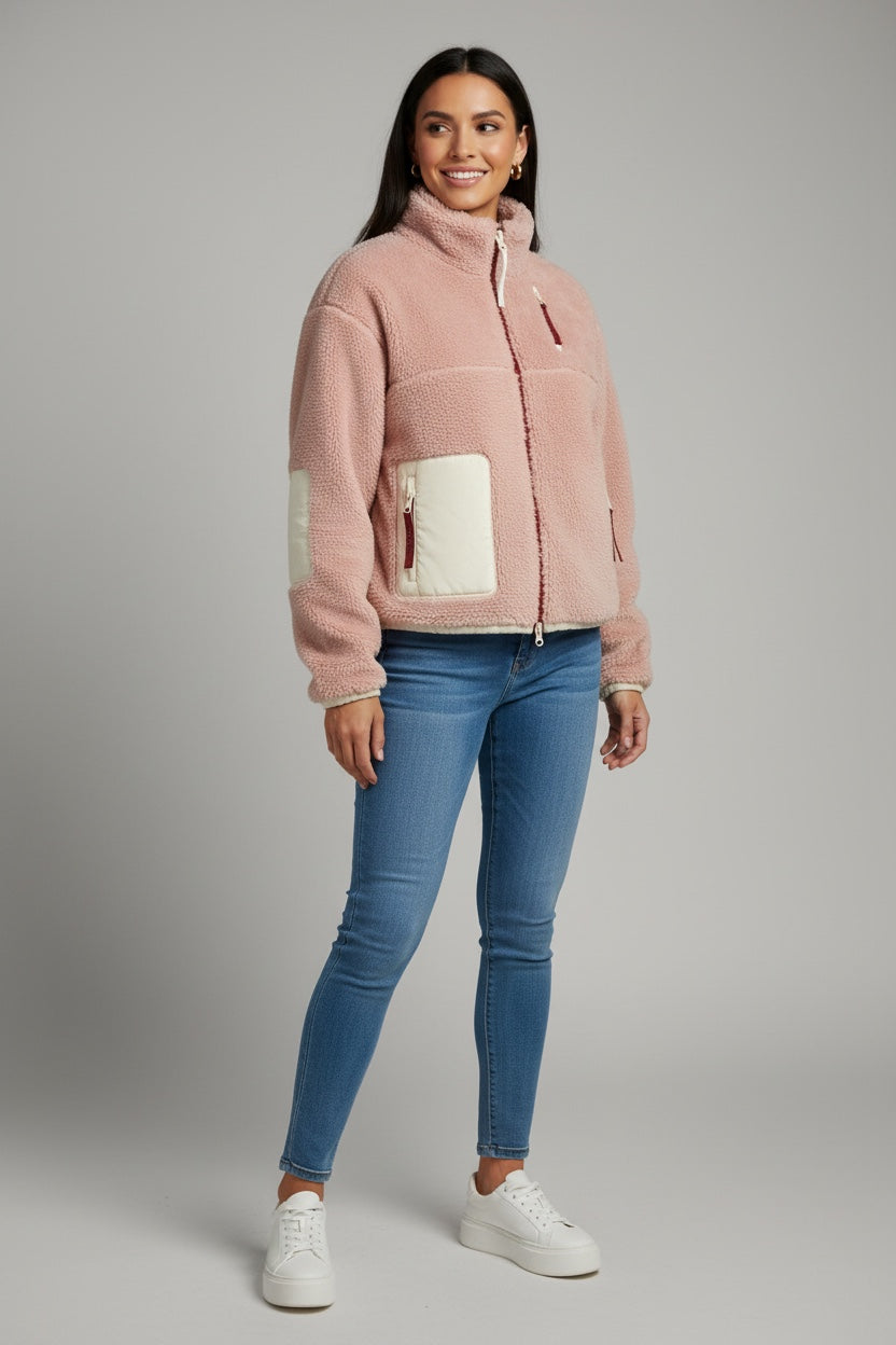 SIVANA flauschige Felljacke (vegan) rose