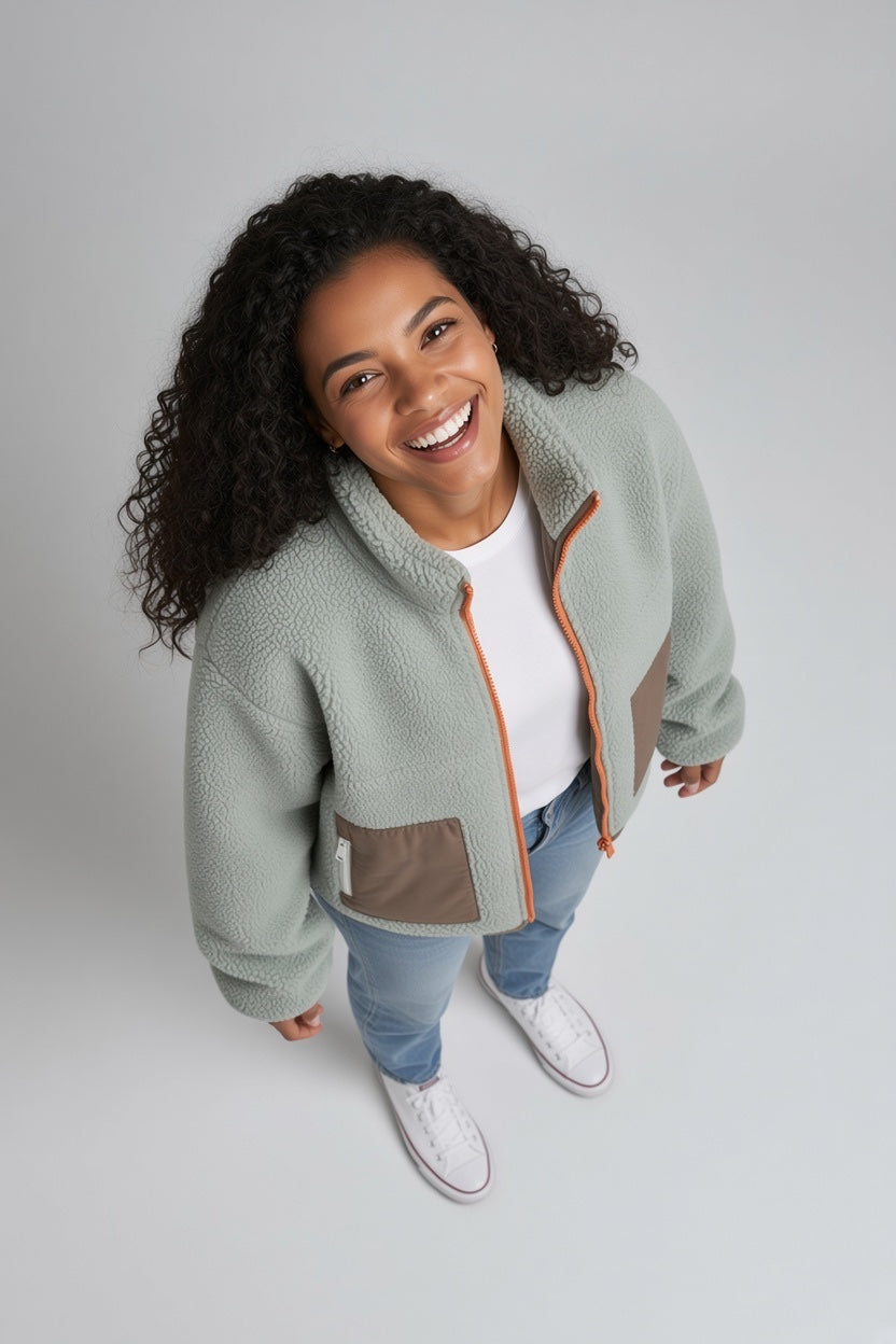 SIA Teddyjacke light olive/ taupe