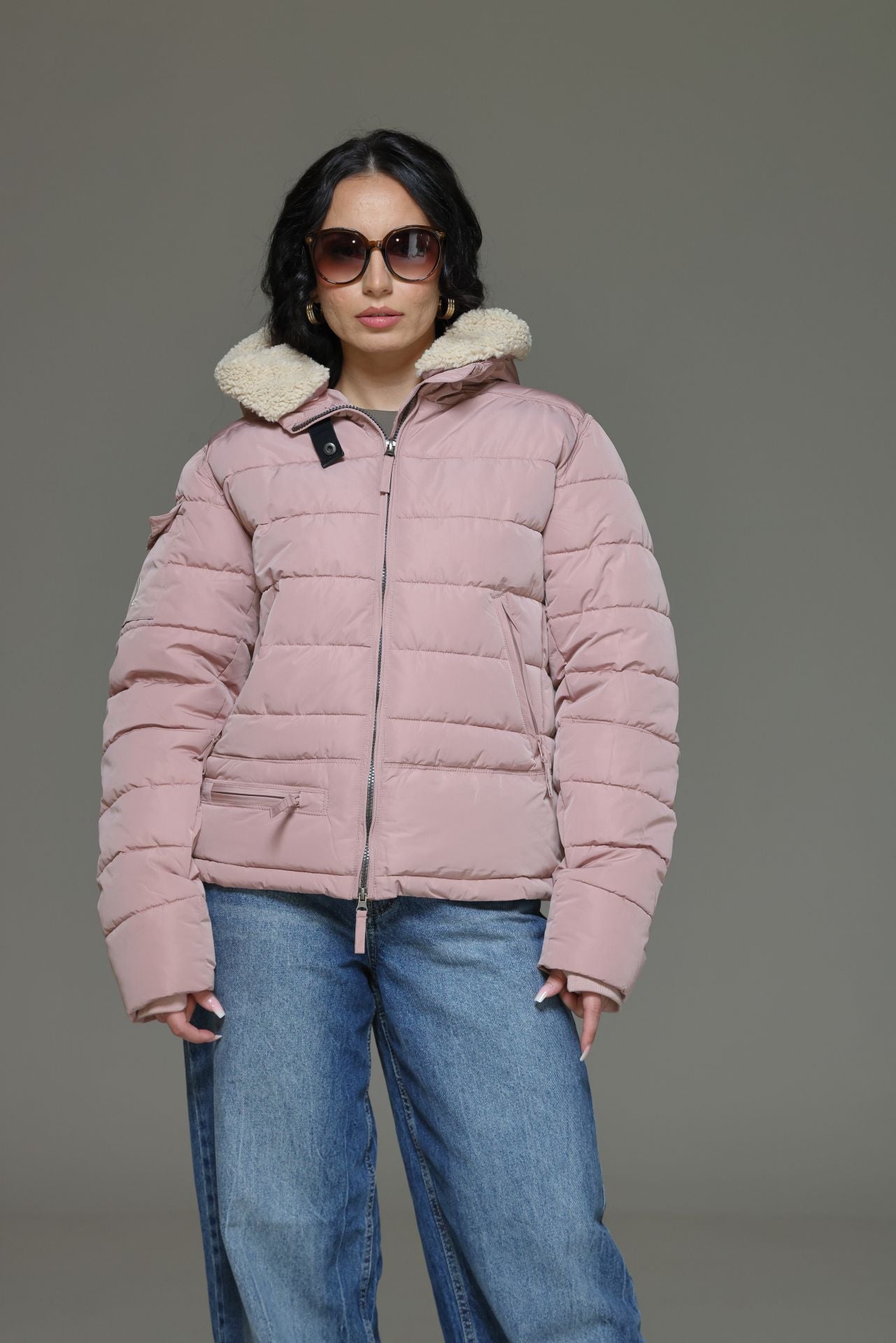 CLU Steppjacke mit Kapuze creme