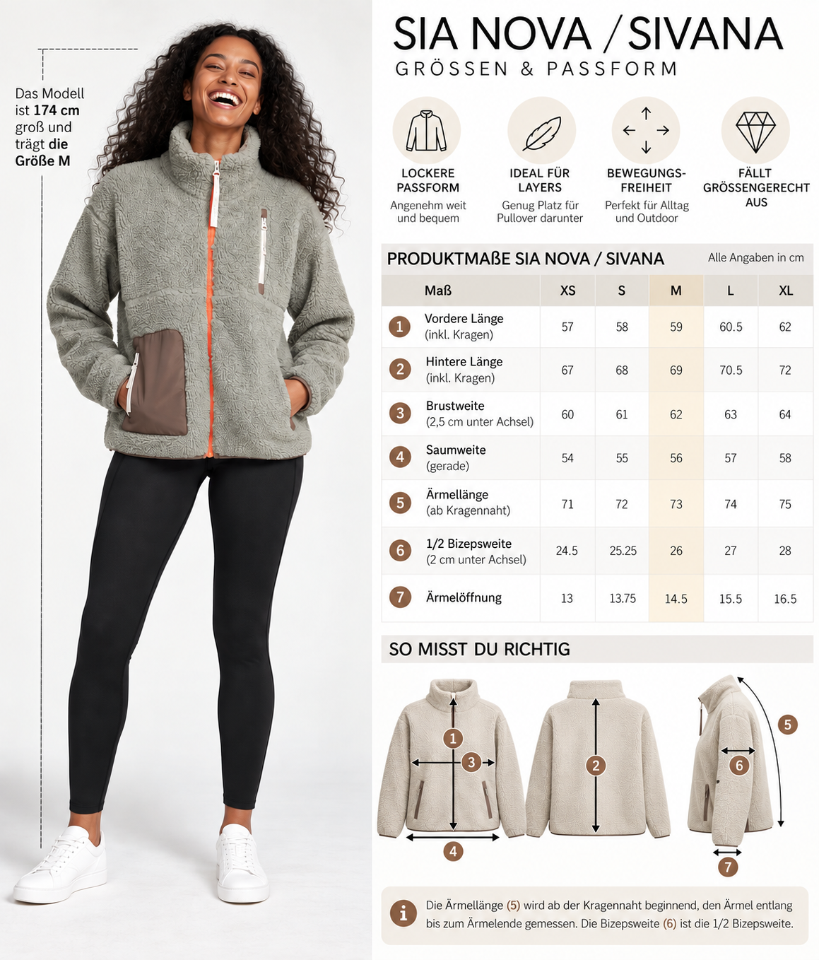 SIA Teddyjacke light olive/ taupe