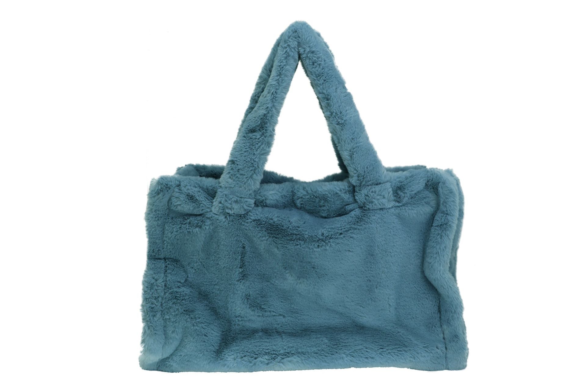 LISS, großer Shopper aus veganem Kuschelfell, olive