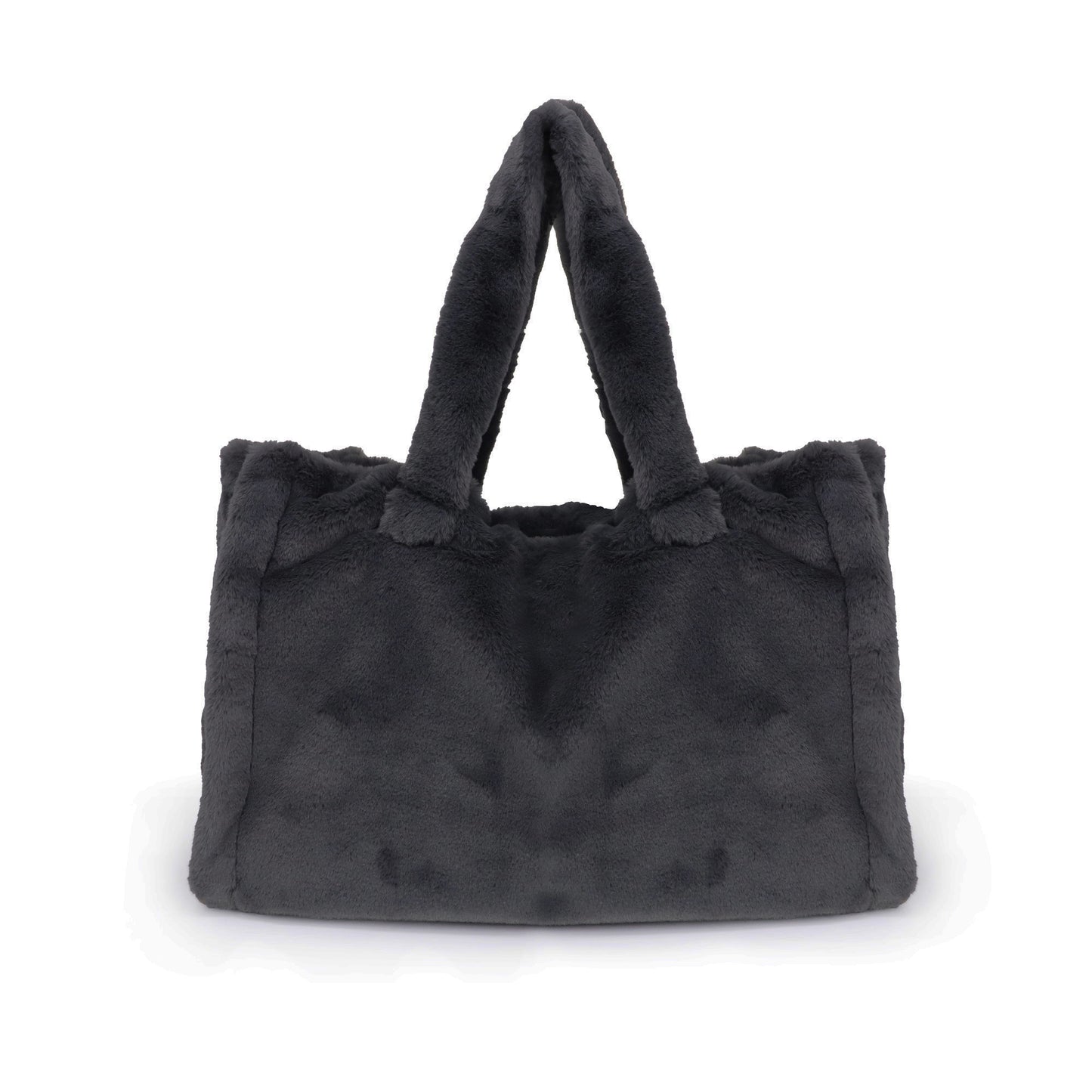 LISS, großer Shopper aus veganem Kuschelfell, olive
