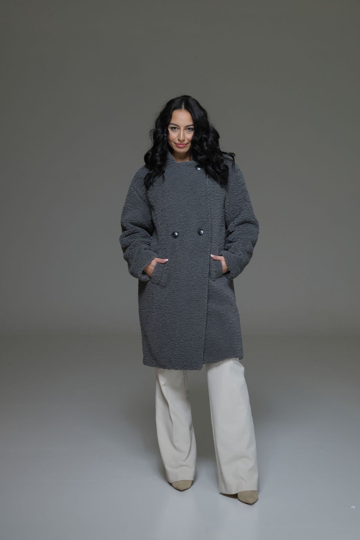 LUV Teddymantel mit Kapuze natural