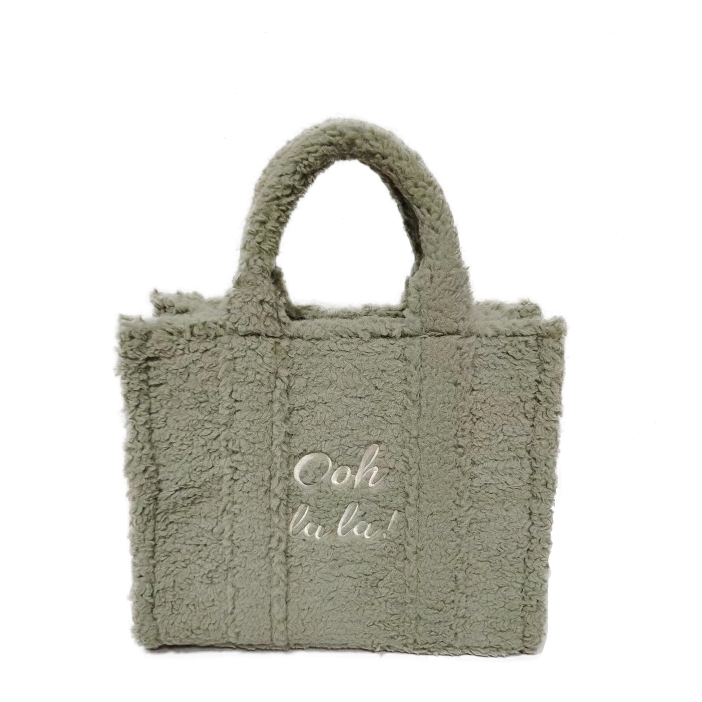 SALIA Teddytasche Flauschtasche Oh LaLa light olive
