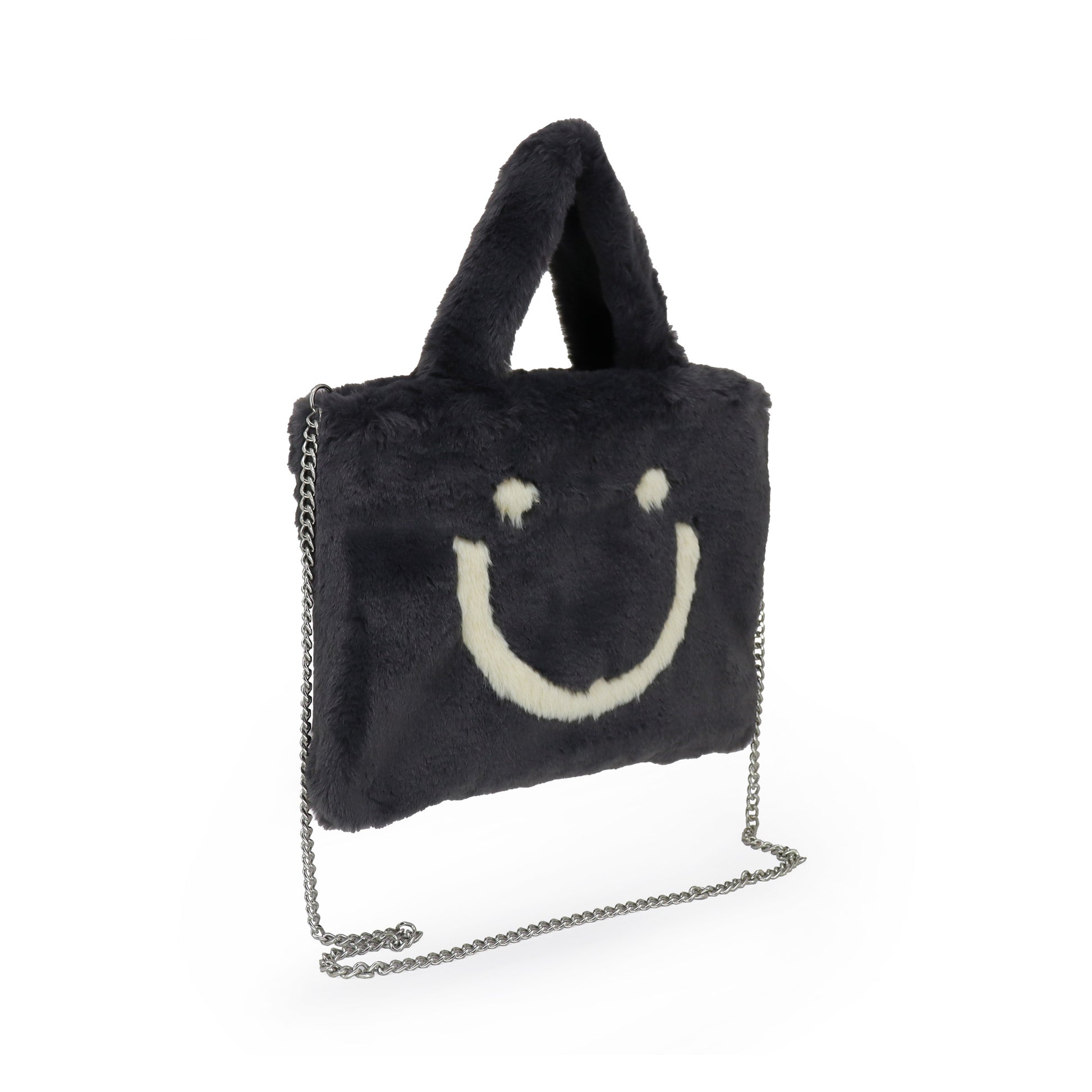SMILE, gute Laune Tasche aus veganem Kuschelfell