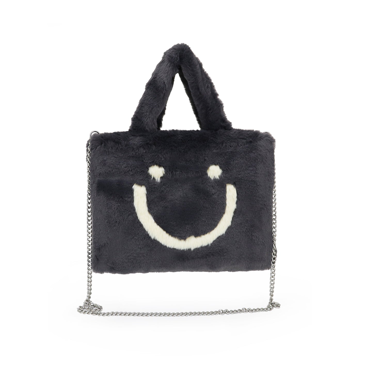 SMILE, gute Laune Tasche aus veganem Kuschelfell