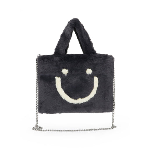 SMILE, gute Laune Tasche aus veganem Kuschelfell