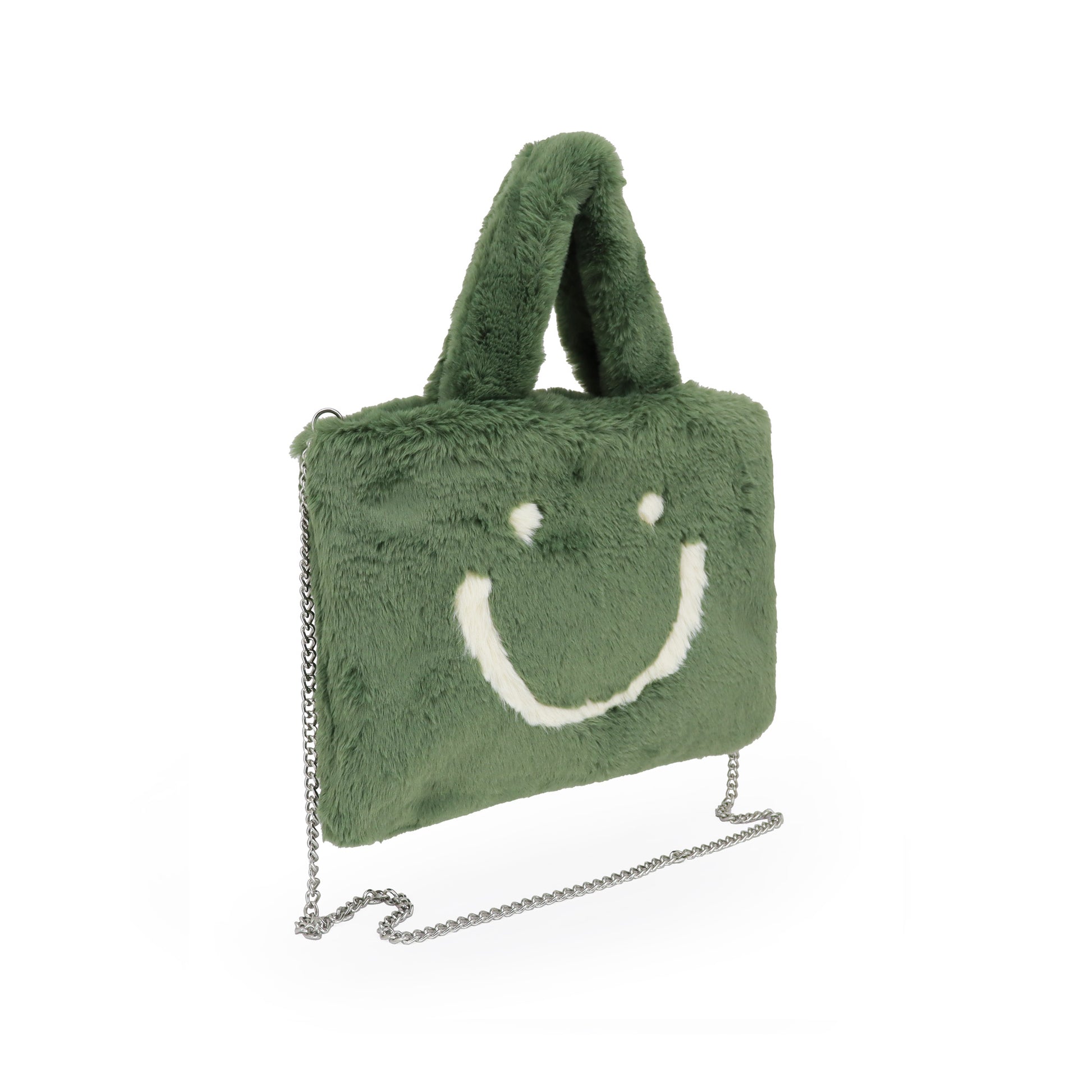 SMILE, gute Laune Tasche aus veganem Kuschelfell
