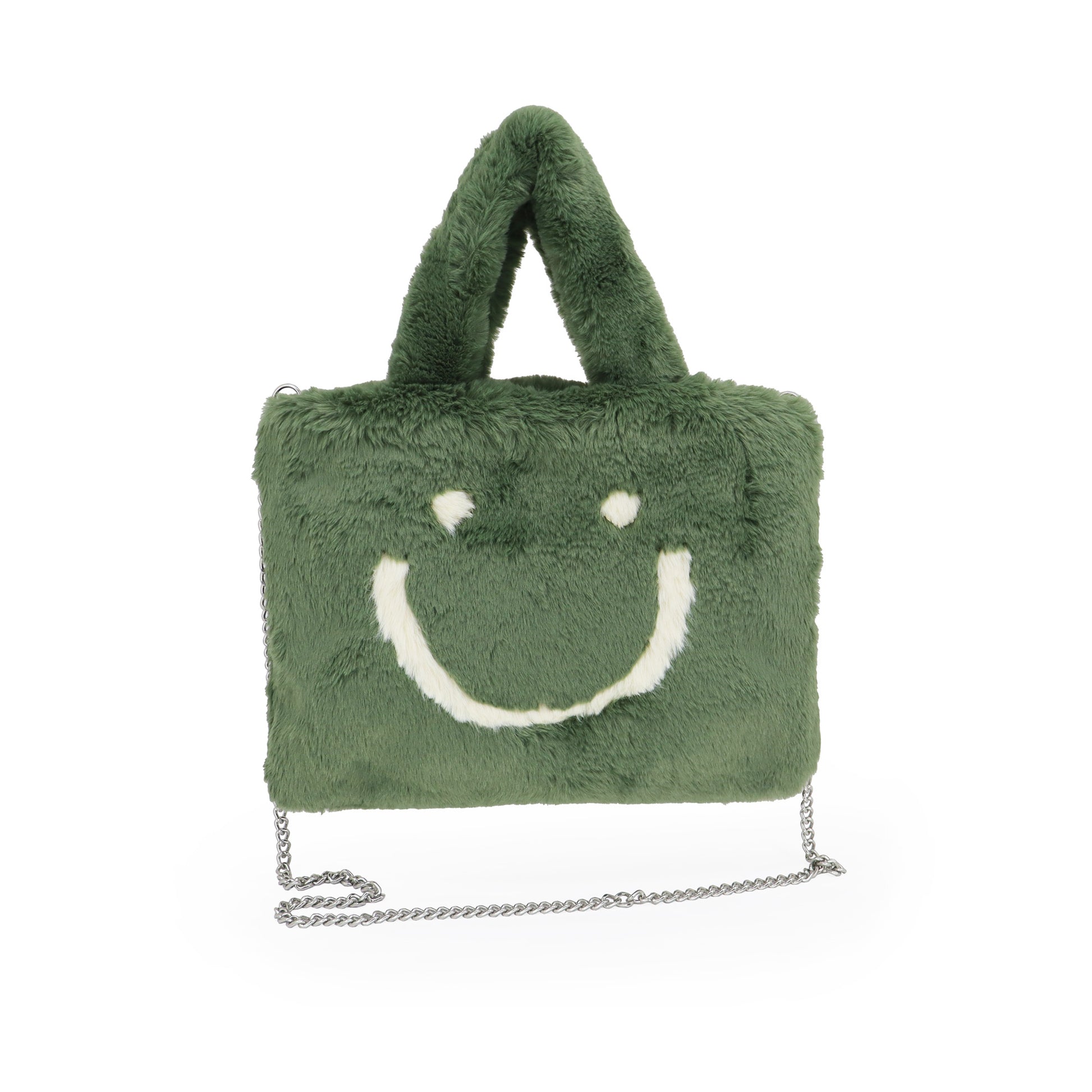 SMILE, gute Laune Tasche aus veganem Kuschelfell