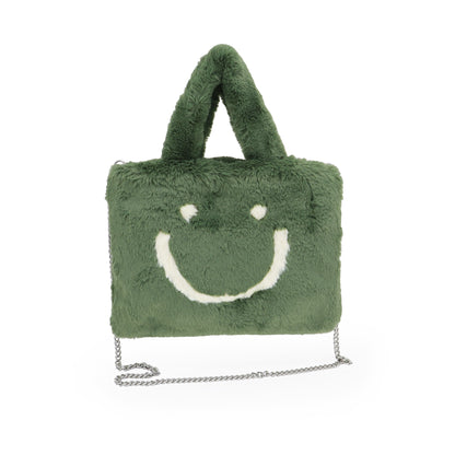 SMILE, gute Laune Tasche aus veganem Kuschelfell