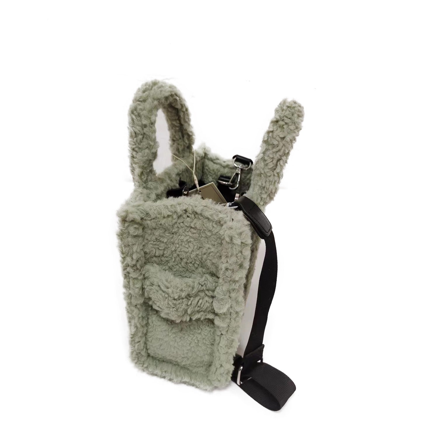 ZWENA kleine Teddytasche Totebag SMILE light olive