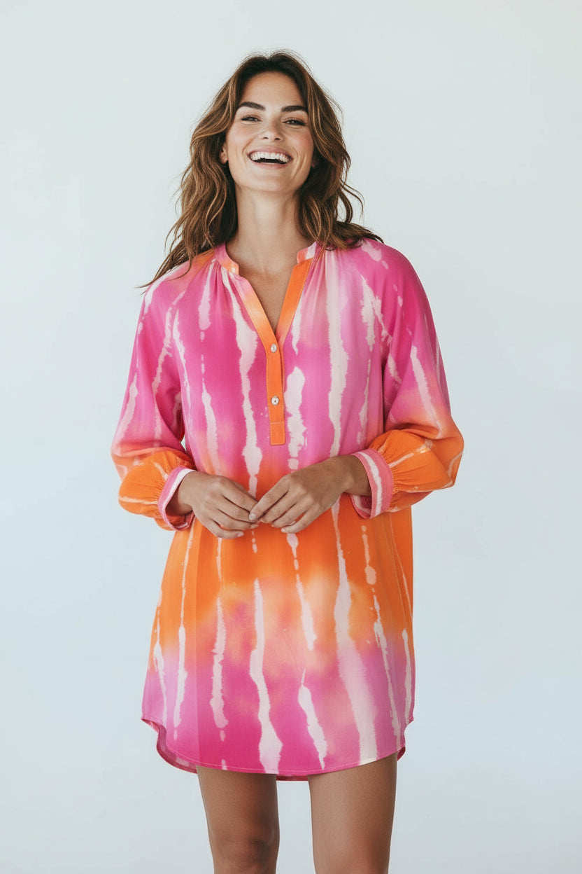 HAPPY MOOD Tunika Kleid pink/ orange