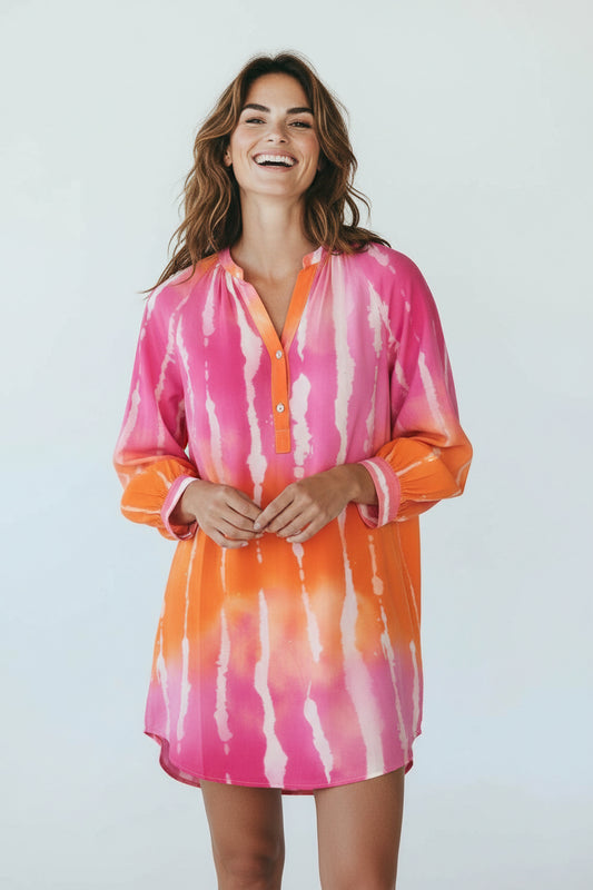 HAPPY MOOD Tunika Kleid pink/ orange