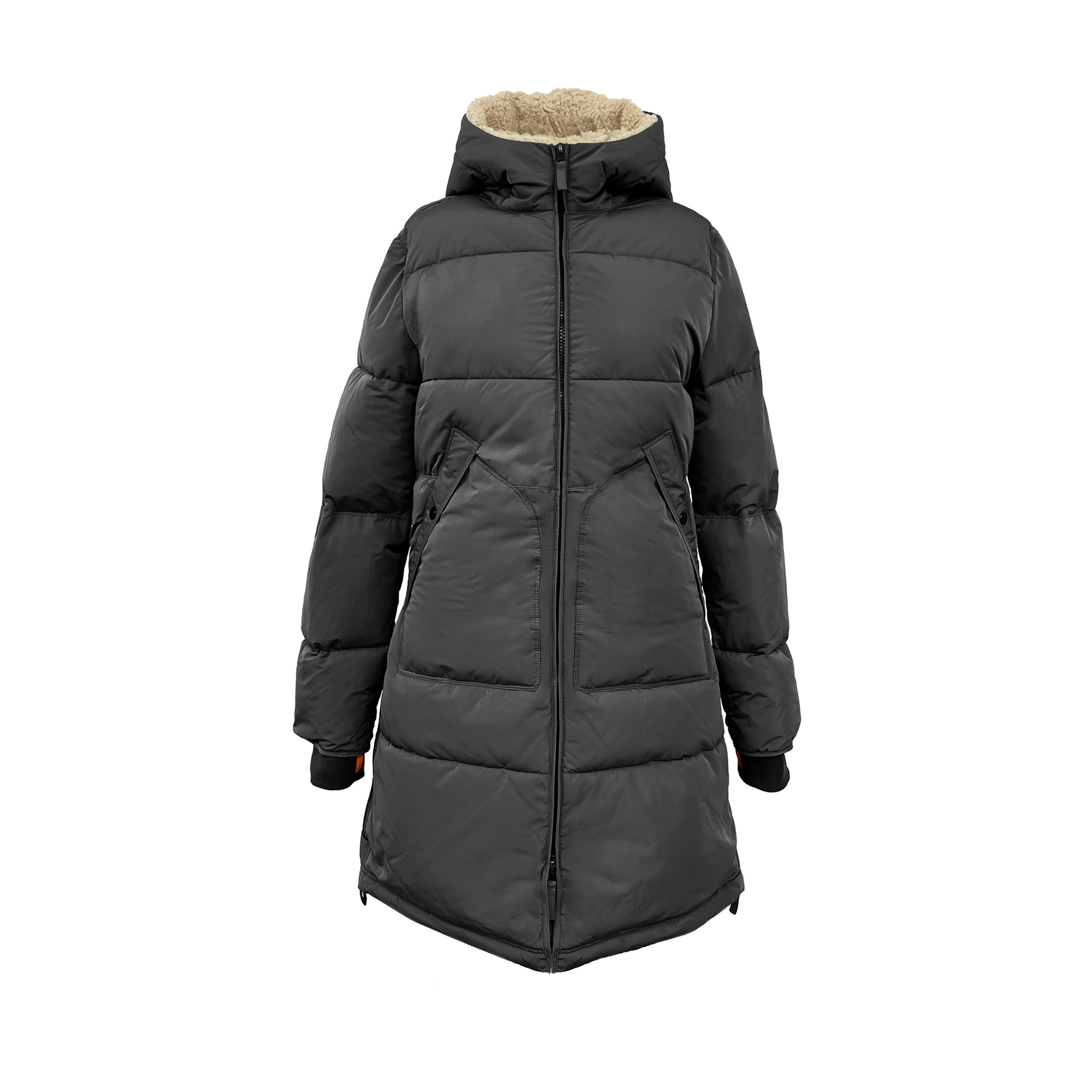 LUA Mantel midi Parka mit Kapuze black