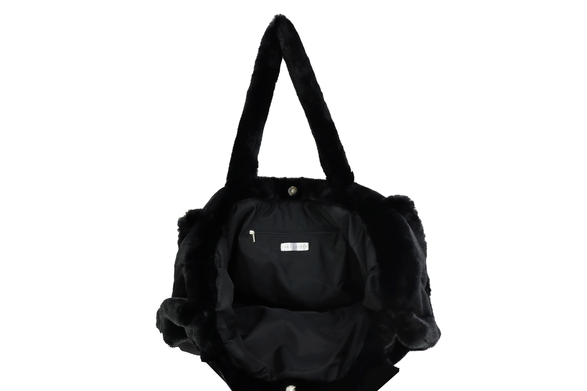 LISS, großer Shopper aus veganem Kuschelfell, black