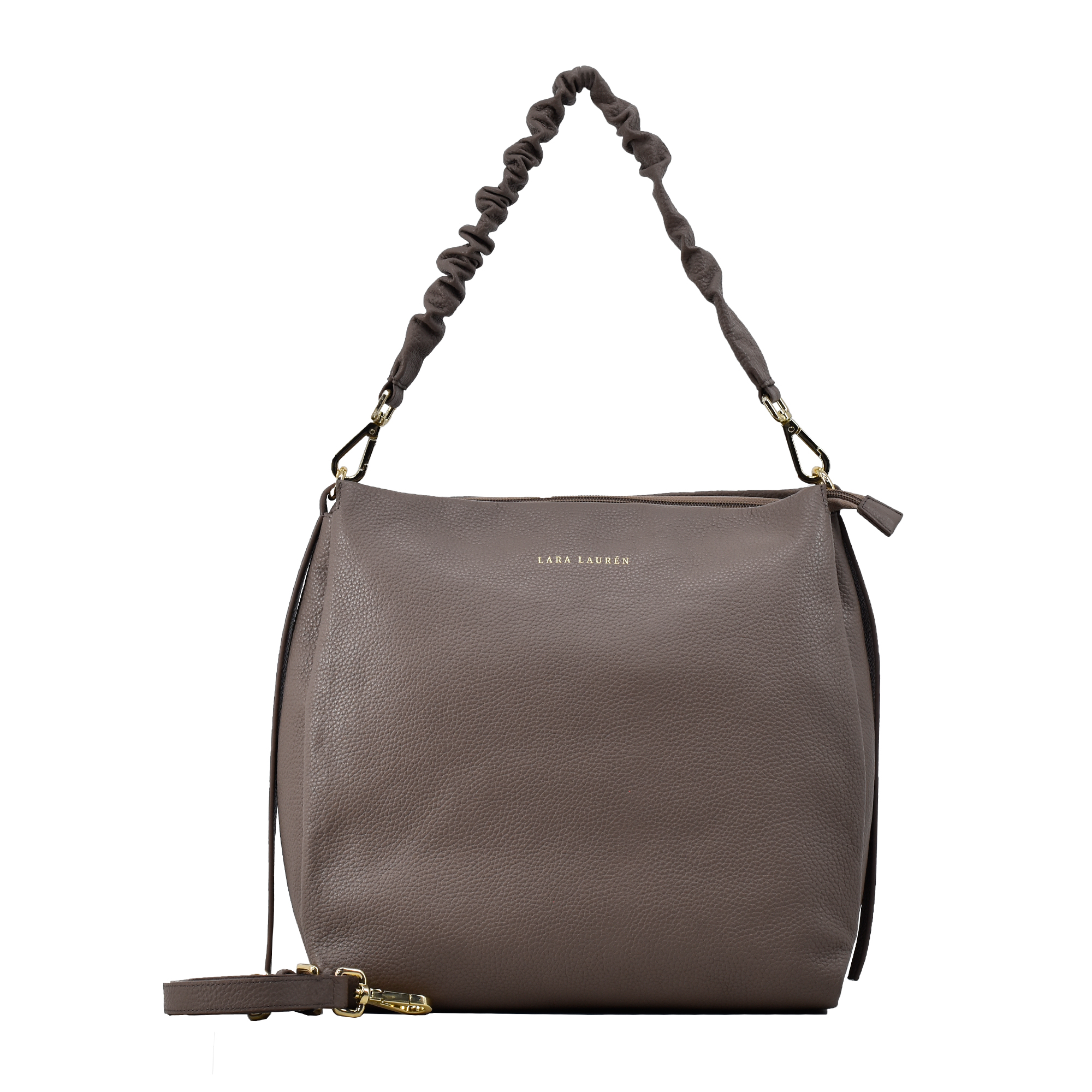 LEAH  Hobo Crossbody Bag mit Knautschriemen, taupe