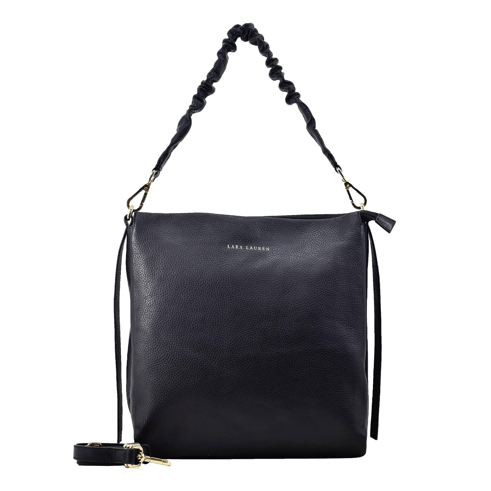 LEAH  Hobo Crossbody Bag mit Knautschriemen, black